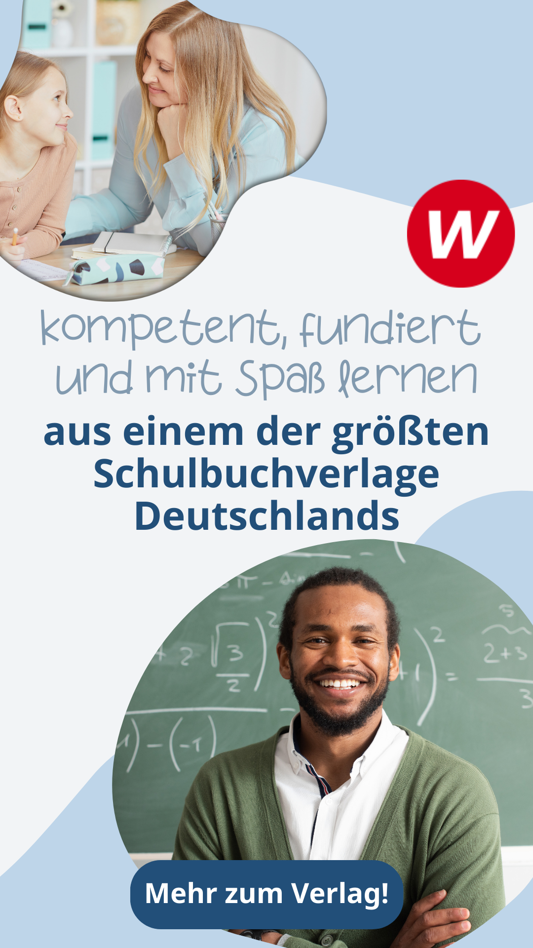 Eine Collage von einer Mutter und ihrem lernenden Kind sowie einer Lehrkraft