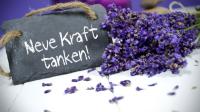 Sinnspruch auf Stein mit Blumen