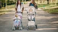 Foto von Frauen mit Kinderwagen im Park