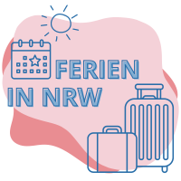 Illustration mit den Worten Ferien in Nordrhein-Westfalen