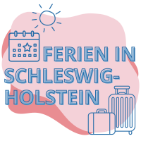 Illustration mit den Worten Ferien in Schleswig-Holstein