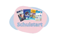 Illustration des Wortes Schulstart mit verschiedenen Produktabbildungen