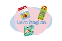Illustration des Wortes Lernbeginn mit verschiedenen Produktabbildungen