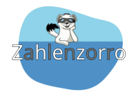 Zahlenzorro Logo auf blauem Hintergrund