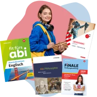 Collage mit Schülerin und Produktcovern