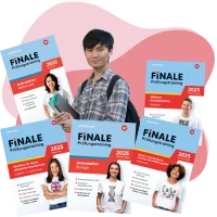 Bildcollage mit Oberstufenschüler und Produktcovern