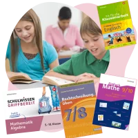 Bildcollage mit Kindern und Produktcovern
