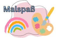 Banner mit Malerpalette, Pinsel und Regenbogen