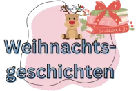 Banner mit rotnasigem Rentier und Bücherstapel