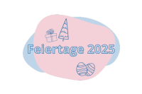 Illustration mit dem Begriff Feiertage 2025 mit Weihnachtsbaum und Ostereiern