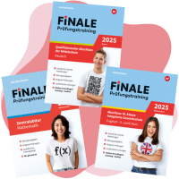 Bildcollage mit Übungsheften der Reihe FiNALE-Prüfungstraining