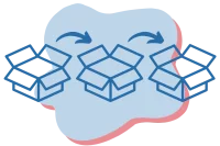 Illustration von drei Boxen in einer Reihe