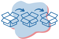 Illustration von drei Boxen in einer Reihe