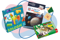 Abbildung verschiedener Lernspiele für die Grundschulzeit