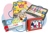 Abbildung verschiedener Lernspiele für den Schulstart