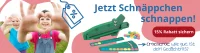 Abbildung des Spiels Crococroc sowie von zwei Kindern, die Herzen mit den Händen zeigen, und dem Text 15% Rabatt sichern