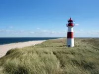 Foto eines Leuchtturms mit Küste