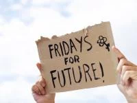 Pappschild mit Aufschrift "Fridays for Future"