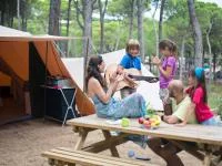 Foto einer Familie beim Campen in der Natur